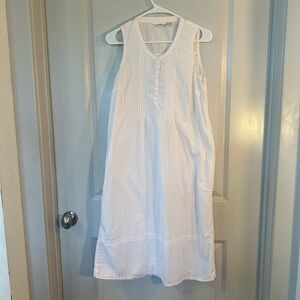 L.L. Bean Pink & White Polka Dot Cotton Sleeveless Midi Sleep Dress, XS Petite